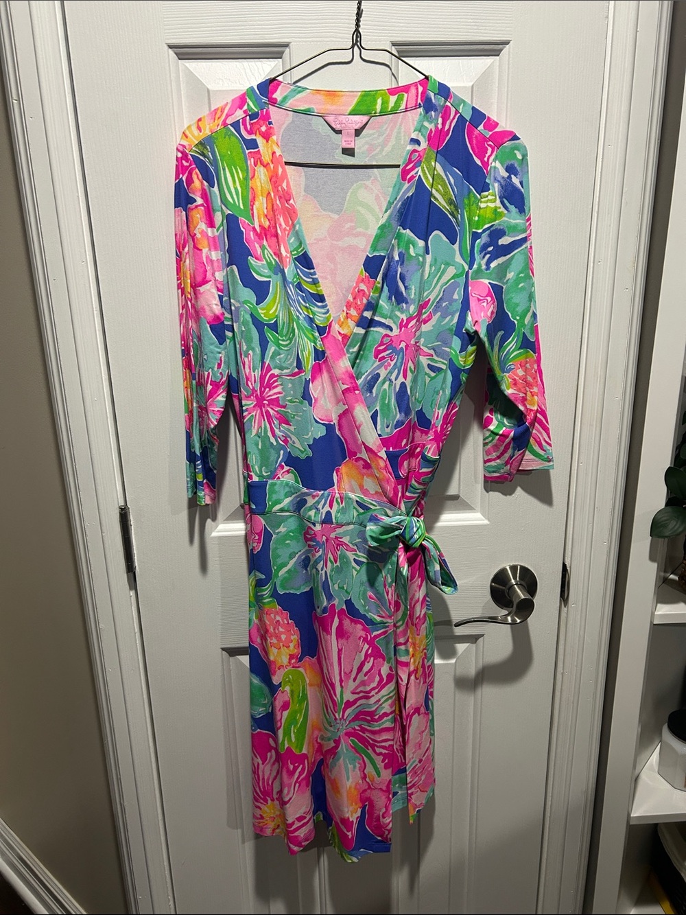 Lilly Pulitzer Floral Wrap Dress - Blue, Pink & Green